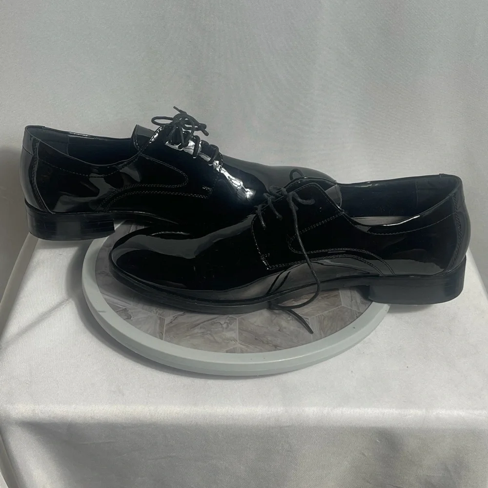 Vangelo TAB Black Patent Lace Up Dress Shoes Mens Size 15M Glossy